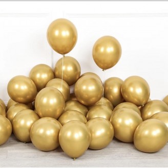 Chrominiai balionai, auksiniai (5vnt, 30cm)
