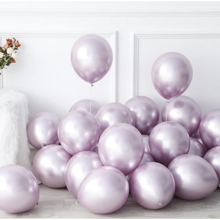 Chrominiai balionai, šviesiai rožiniai (5vnt, 30cm)