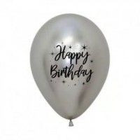 Chrominis balionas "Happy birthday", sidabrinis (30cm) Chrominis balionas "Happy birthday", sidabrinis (30cm)