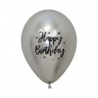Chrominis balionas "Happy birthday", sidabrinis (30cm) Chrominis balionas "Happy birthday", sidabrinis (30cm)