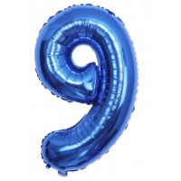 Folinis balionas-skaičius 9, mėlynas (82cm)