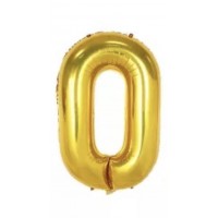 Folinis balionas-skaičius 0, auksinis (82cm)