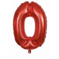 Folinis balionas-skaičius 0, raudonas (82cm)