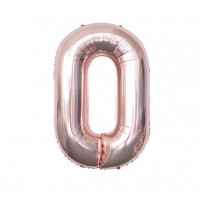 Folinis balionas-skaičius 0, rožinio aukso (82cm)