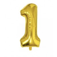 Folinis balionas-skaičius 1, auksinis (82cm)