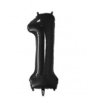 Folinis balionas-skaičius 1, juodas (82cm)