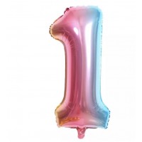 Folinis balionas-skaičius 1, spalvotas (86cm) Folinis balionas-skaičius 1, spalvotas (86cm)