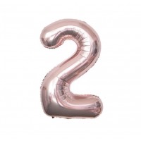 Folinis balionas-skaičius 2, rožinio aukso (82cm)