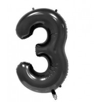 Folinis balionas-skaičius 3, juodas (82cm)