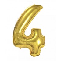 Folinis balionas-skaičius 4, auksinis (82cm)