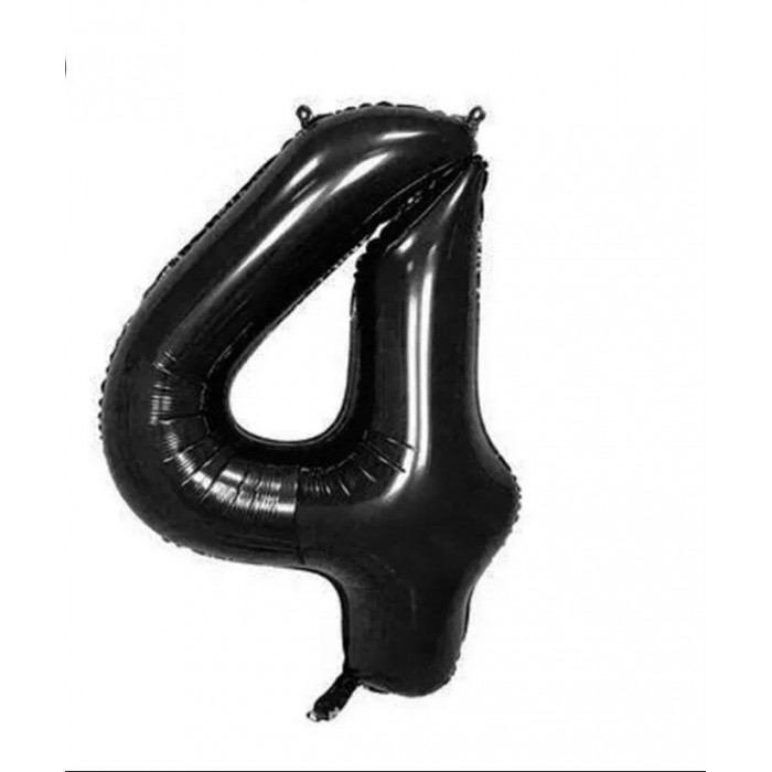 Folinis balionas-skaičius 4, juodas (86cm) Folinis balionas-skaičius 4, juodas (86cm)