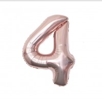 Folinis balionas-skaičius 4, rožinio aukso (82cm)