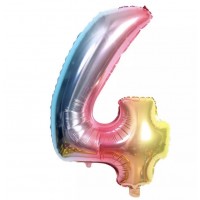 Folinis balionas-skaičius 4, spalvotas (82cm)