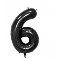 Folinis balionas-skaičius 6, juodas (82cm)