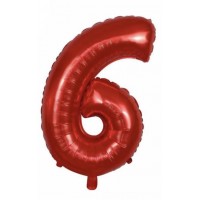 Folinis balionas-skaičius 6, raudonas (82cm)