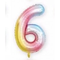 Folinis balionas-skaičius 6, spalvotas (82cm)