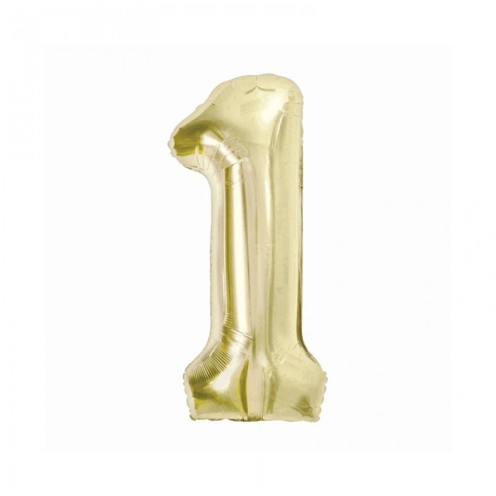 Folinis balionas-skaičius 1, šampaninis (101cm) Folinis balionas-skaičius 1, šampaninis (101cm)