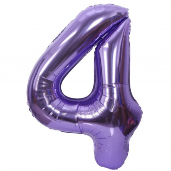 Folinis balionas-skaičius 4, violetinis (101cm) Folinis balionas-skaičius 4, violetinis (101cm)