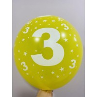 Balionas su skaičiumi 3, geltonas (30cm)