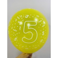 Balionas su skaičiumi 5, geltonas (30cm)