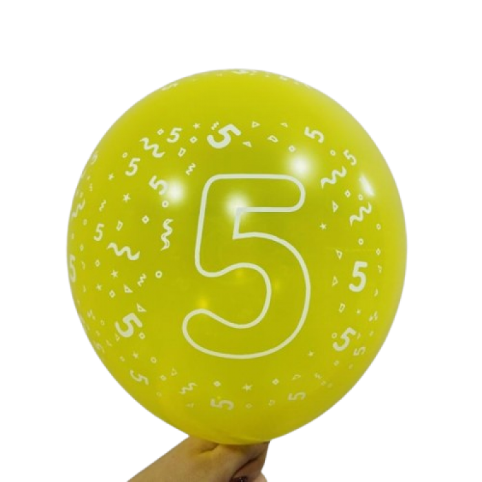 Balionas su skaičiumi 5, geltonas (30cm) Balionas su skaičiumi 5, geltonas (30cm)