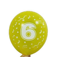 Balionas su skaičiumi 6, geltonas (30cm)