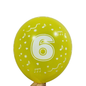 Balionas su skaičiumi 6, geltonas (30cm)
