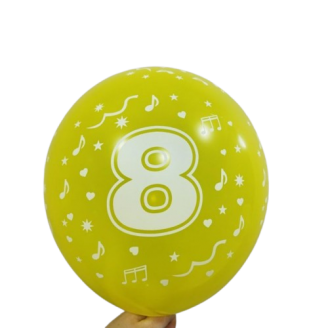 Balionas su skaičiumi 8, geltonas (30cm)