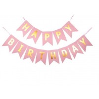 Gimtadienio girlianda rožinė "HAPPY BIRTHDAY " Gimtadienio girlianda rožinė "HAPPY BIRTHDAY "