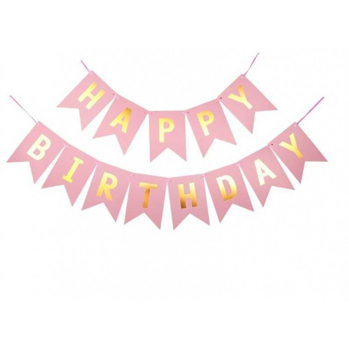 Gimtadienio girlianda rožinė "HAPPY BIRTHDAY " Gimtadienio girlianda rožinė "HAPPY BIRTHDAY "