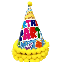 Gimtadienio kepurėlė geltona "Birthday party" (1vnt)
