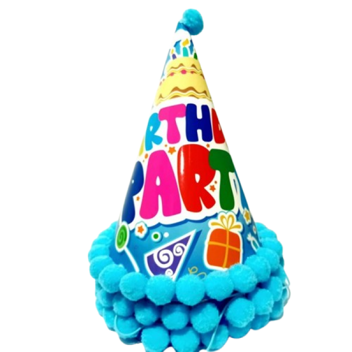 Gimtadienio kepurėlė mėlyna "Birthday party" (1vnt) Gimtadienio kepurėlė mėlyna "Birthday party" (1vnt)