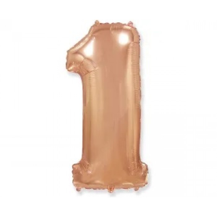 Folinis balionas-skaičius 1, rožinio aukso (101cm) Folinis balionas-skaičius 1, rožinio aukso (101cm)