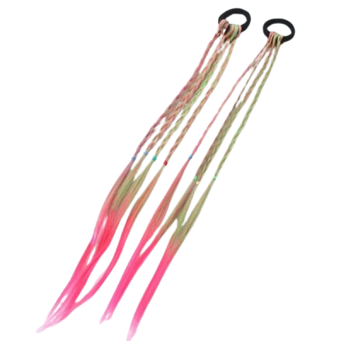 Dirbtinių plaukų sruoga, rožinė/žalia (40cm) Dirbtinių plaukų sruoga, rožinė/žalia (40cm)