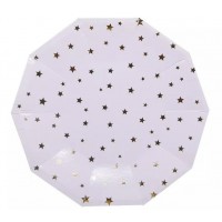 Baltos spalvos lėkštutės su aukso žvaigždutėmis (8vnt, 18cm) 