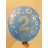 Balionas su skaičiumi 2, mėlynas (30cm)
