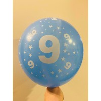 Balionas su skaičiumi 9, mėlynas (30cm)