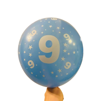 Balionas su skaičiumi 9, mėlynas (30cm)