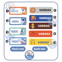 Vardo lipdukai vaikams, daiktų žymėjimui Nr. 4  (50vnt)