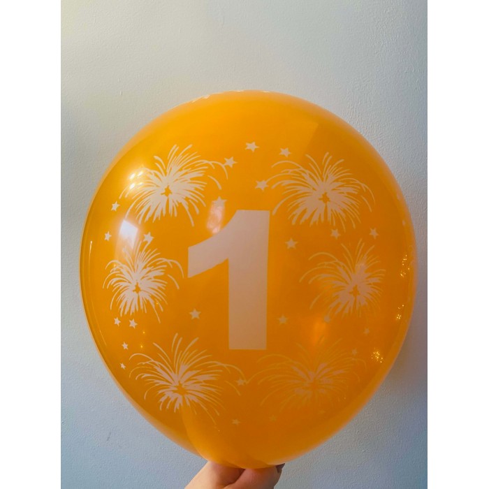 Balionas su skaičiumi 1, oranžinis (30cm)