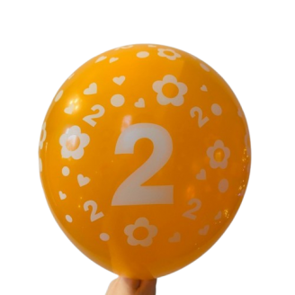 Balionas su skaičiumi 2, oranžinis (30cm)