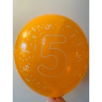 Balionas su skaičiumi 5, oranžinis (30cm)