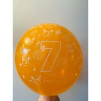 Balionas su skaičiumi 7, oranžinis (30cm)
