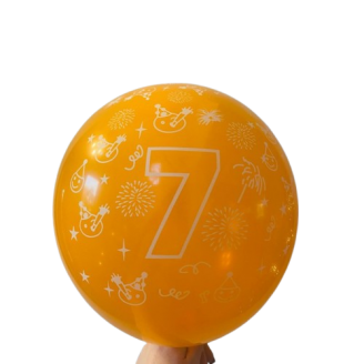 Balionas su skaičiumi 7, oranžinis (30cm)