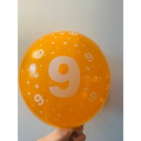 Balionas su skaičiumi 9, oranžinis (30cm)