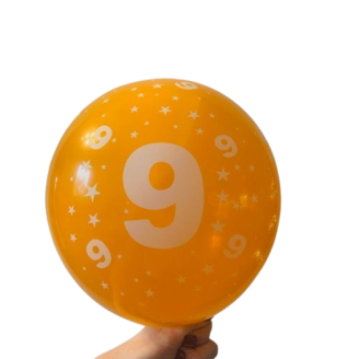 Balionas su skaičiumi 9, oranžinis (30cm)