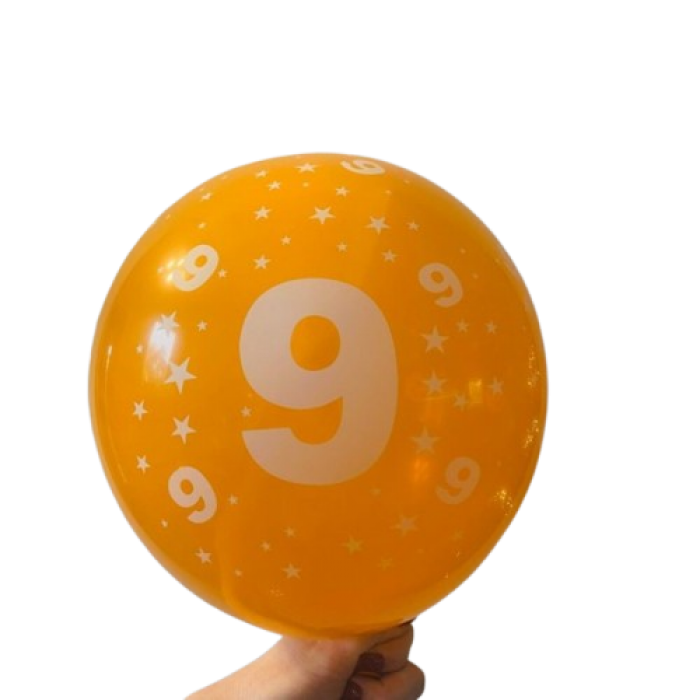 Balionas su skaičiumi 9, oranžinis (30cm) Balionas su skaičiumi 9, oranžinis (30cm)