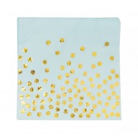 Servetėlės "Mėlynos su aukso burbuliukais"(20vnt)
