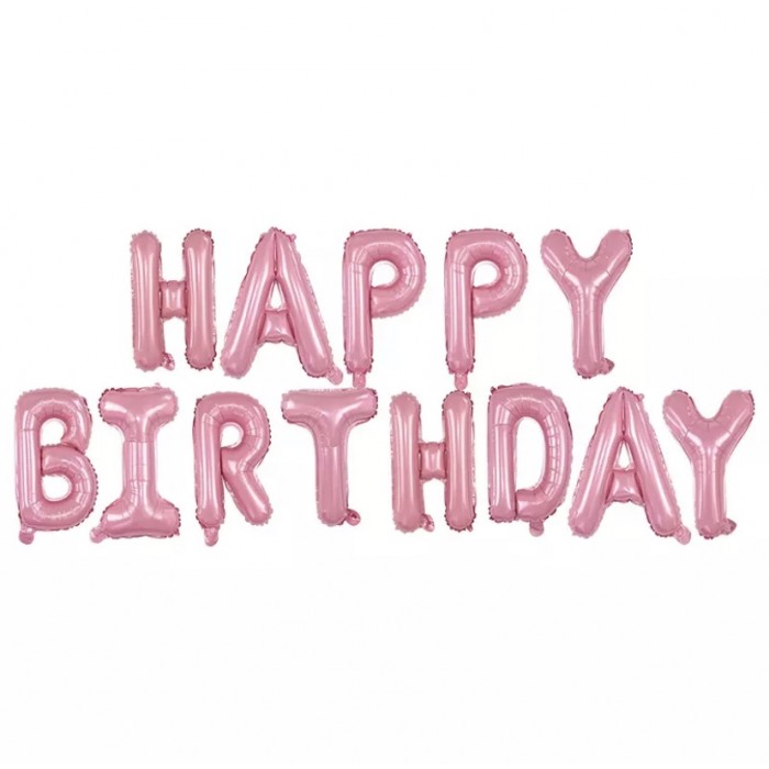 Forminiai balionai "Rožiniai happy birthday" (41cm) Forminiai balionai "Rožiniai happy birthday" (41cm)
