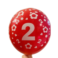 Balionas su skaičiumi 2, raudonas (30cm)